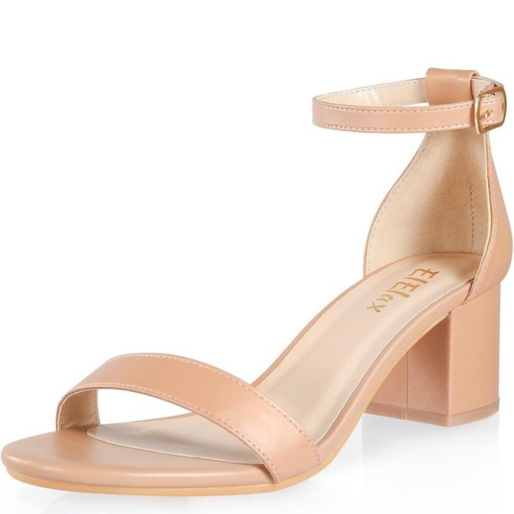 Comfortable Tan Block Heel Sandals